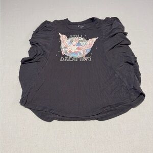 Art Class Girls Size Large 10/12 Black Graphic Tee with Pegasus Design